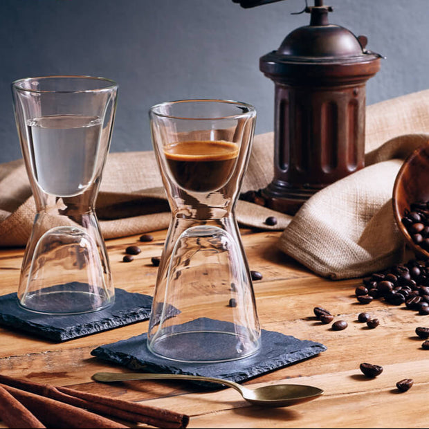 Thermic Glass Drink & Design Unico Espresso & Water Bicchierino Multiuso 10 cl In Vetro Termico Borosilicato Set 2 Pz