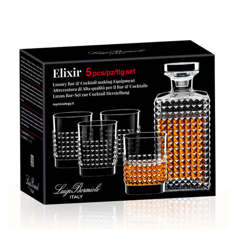 Mixology Elixiri Whisky Set Bottle and Glasses Set 5 Pcs