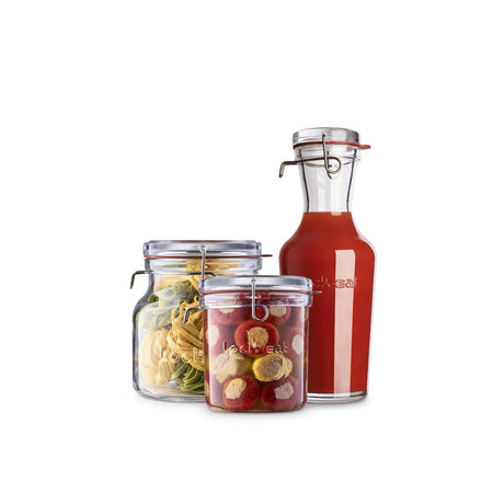 Lock Eat Set Vasetti Con Tappo Ermetico In Vetro Set 3 Pz