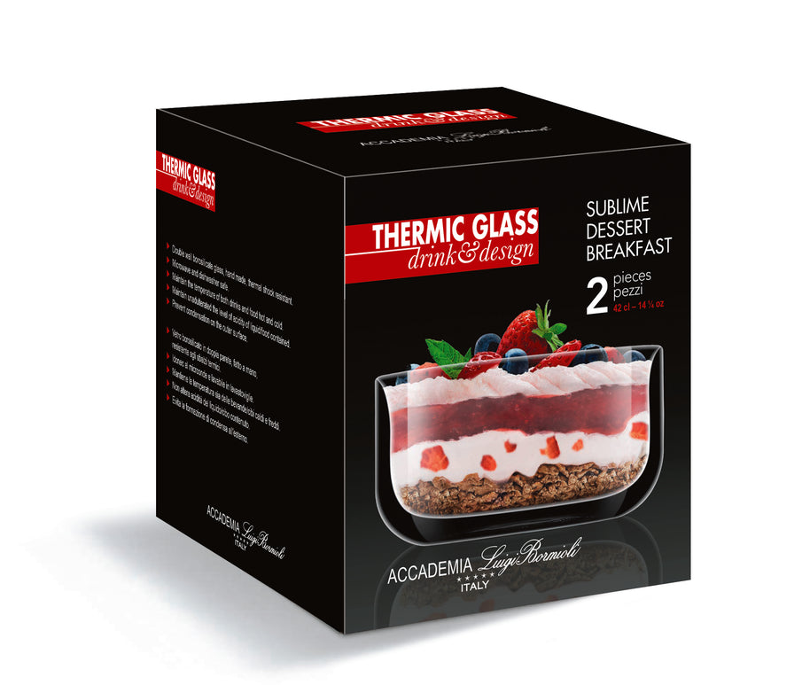 Thermic Glass Drink & Design Sublime Coppa Dessert Gelato 42 cl In Vetro Termico Borosilicato Set 2 Pz